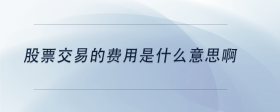 股票交易的費用是什么意思啊