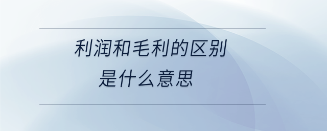 利潤和毛利的區(qū)別是什么意思