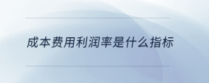 成本費(fèi)用利潤率是什么指標(biāo)