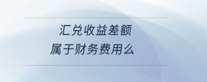 匯兌收益差額屬于財務(wù)費用么
