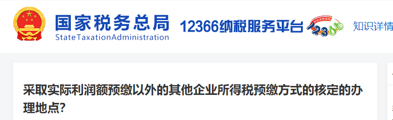 采取實際利潤額預(yù)繳以外的其他企業(yè)所得稅預(yù)繳方式的核定的辦理地點(diǎn)