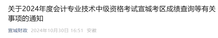 安徽宣城2024年中級(jí)會(huì)計(jì)成績復(fù)核應(yīng)于成績發(fā)布之日30天內(nèi)申請(qǐng)