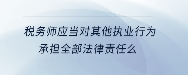 稅務(wù)師應(yīng)當(dāng)對其他執(zhí)業(yè)行為承擔(dān)全部法律責(zé)任么