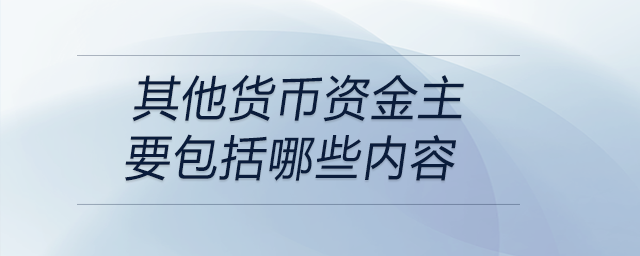 其他貨幣資金主要包括哪些內(nèi)容