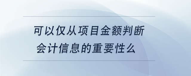 中級會計可以僅從項(xiàng)目金額判斷會計信息的重要性么