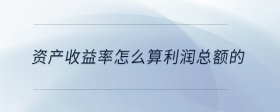 資產(chǎn)收益率怎么算利潤總額的
