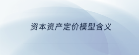 資本資產(chǎn)定價(jià)模型含義