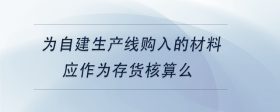 為自建生產(chǎn)線購入的材料應(yīng)作為存貨核算么