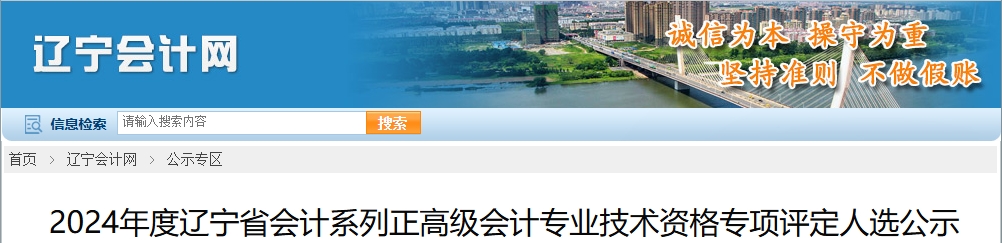 遼寧省2024年正高級(jí)會(huì)計(jì)專(zhuān)業(yè)專(zhuān)項(xiàng)評(píng)定人選公示