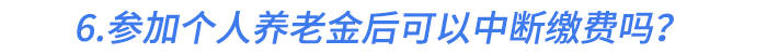 6.參加個(gè)人養(yǎng)老金后可以中斷繳費(fèi)嗎？
