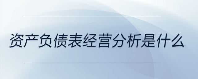 資產負債表經營分析是什么