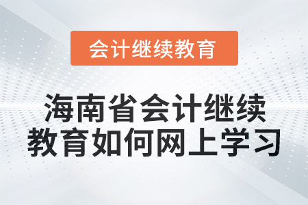 2024年海南省會計繼續(xù)教育如何進行網(wǎng)上學(xué)習(xí)