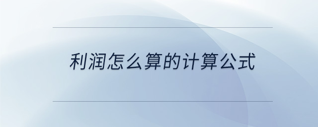利潤怎么算的計(jì)算公式
