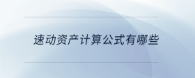 速動資產(chǎn)計算公式有哪些