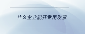 什么企業(yè)能開專用發(fā)票