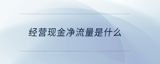 經(jīng)營現(xiàn)金凈流量是什么