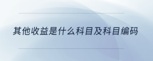 其他收益是什么科目及科目編碼