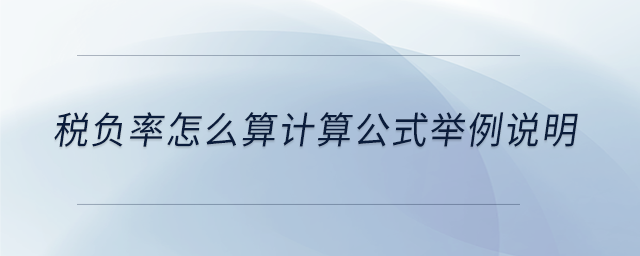 稅負(fù)率怎么算計(jì)算公式舉例說(shuō)明