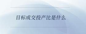 目標(biāo)成交投產(chǎn)比是什么