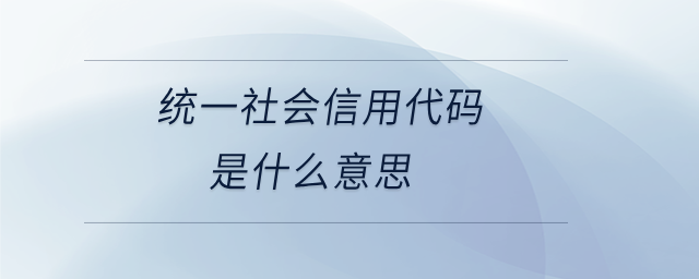 統(tǒng)一社會(huì)信用代碼是什么意思