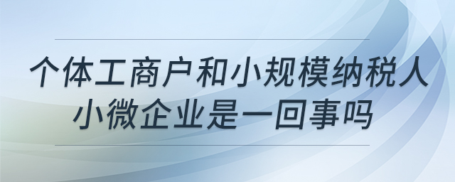 個體工商戶和小規(guī)模納稅人、小微企業(yè)是一回事嗎