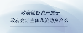 政府儲(chǔ)備資產(chǎn)屬于政府會(huì)計(jì)主體非流動(dòng)資產(chǎn)么