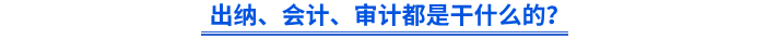 出納、會計、審計都是干什么的？