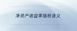 凈資產(chǎn)收益率指標(biāo)含義