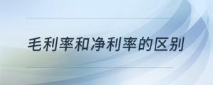 毛利率和凈利率的區(qū)別