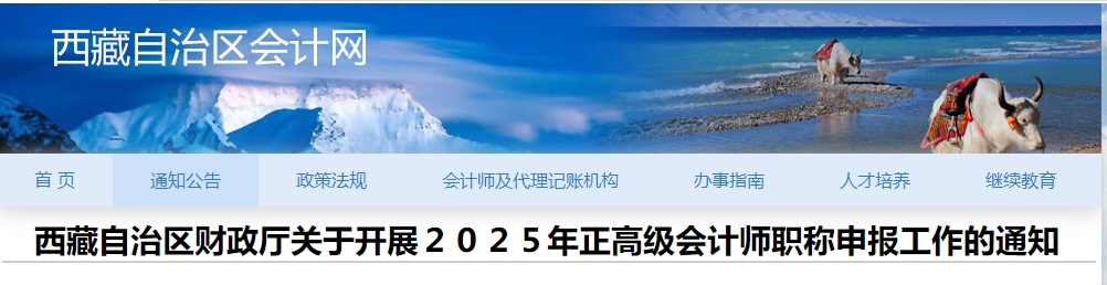 西藏2025年正高級會計(jì)師資格評審申報(bào)工作的通知