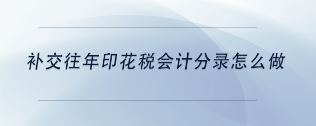 中級會計(jì)補(bǔ)交往年印花稅會計(jì)分錄怎么做
