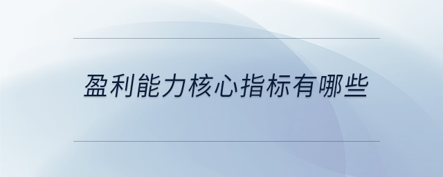 盈利能力核心指標(biāo)有哪些