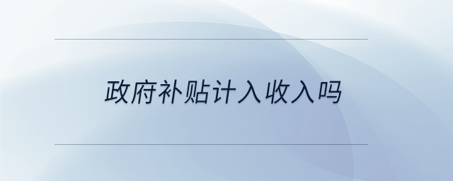 政府補(bǔ)貼計(jì)入收入嗎
