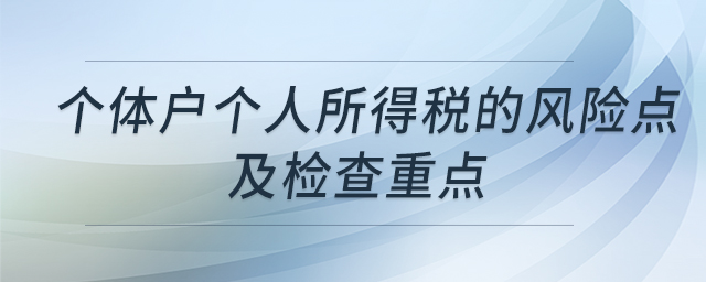 個體戶個人所得稅的風(fēng)險點及檢查重點