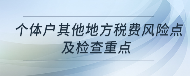 個體戶其他地方稅費風(fēng)險點及檢查重點