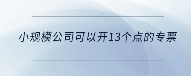 小規(guī)模公司可以開13個點(diǎn)的專票