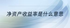 凈資產(chǎn)收益率是什么意思