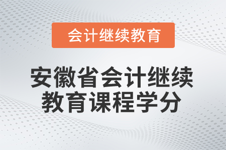 2025年安徽省會計繼續(xù)教育課程學分