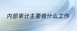 內(nèi)部審計(jì)主要做什么工作