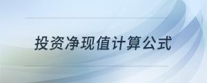 投資凈現(xiàn)值計(jì)算公式