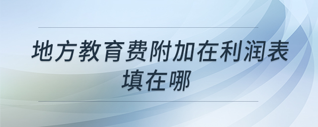 地方教育費附加在利潤表填在哪