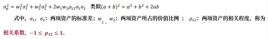 兩項資產(chǎn)組合的收益率的方差