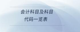 會(huì)計(jì)科目及科目代碼一覽表