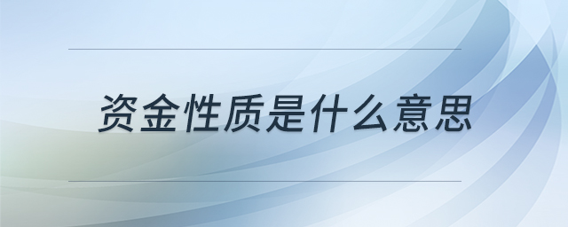 資金性質(zhì)是什么意思