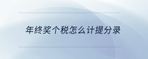 年終獎個稅怎么計提分錄