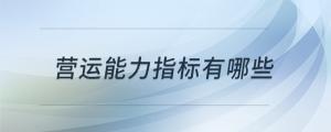 營運(yùn)能力指標(biāo)有哪些