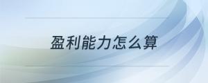 盈利能力怎么算
