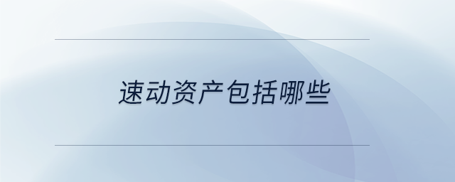速動資產(chǎn)包括哪些
