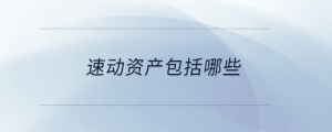 速動(dòng)資產(chǎn)包括哪些