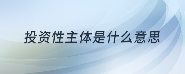 投資性主體是什么意思